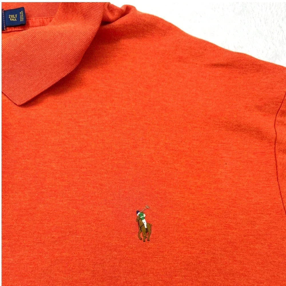 Polo Ralph Lauren Mens Polo Shirt 2XLT Orange Pima Soft Touch Short Sleeve Pony